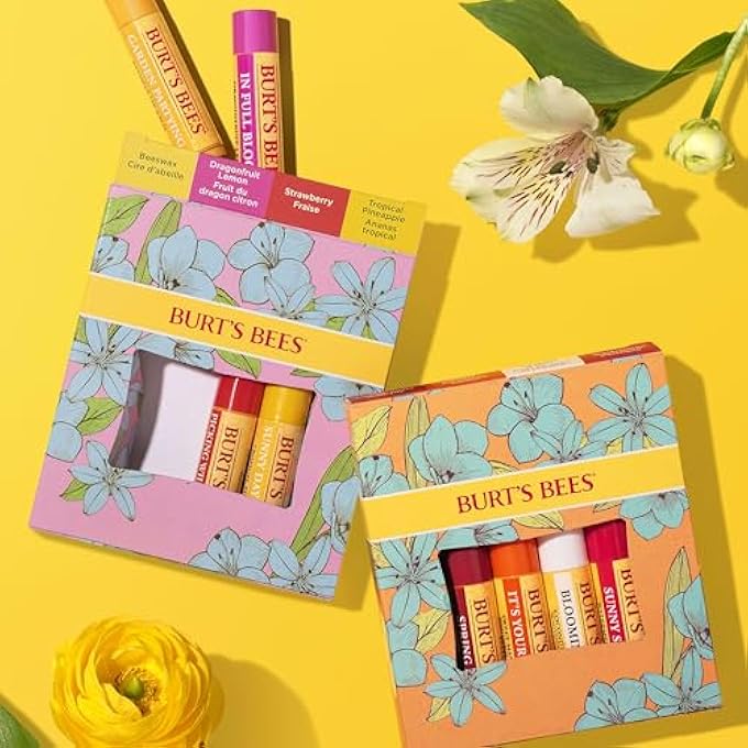Burt's Bees LIP BALM GIFT SET, POMEGRANATE, COCONUT & PEAR, WATERMELON, SWEET MANDARIN, JUST PICKED, 4X4.25G - Image 4